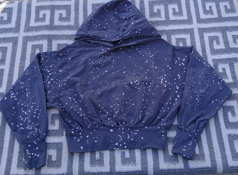 Bobi los angeles womens small cropped sweatshirt hoodie gray galaxy splatter